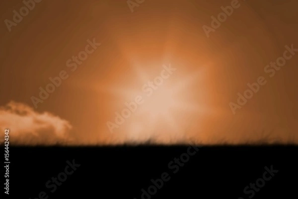 Obraz Dark sky with lens flare over silhouette landscape