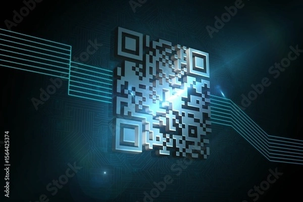 Obraz Shiny barcode on black background