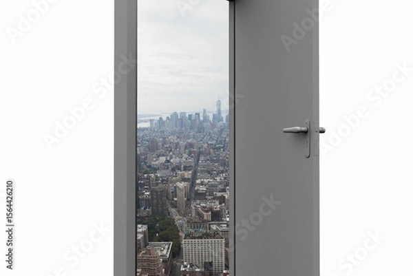Obraz Cityscape seen from open door