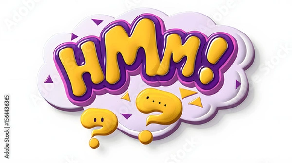 Obraz 3D sticker with HMM... text dotted bubble thought