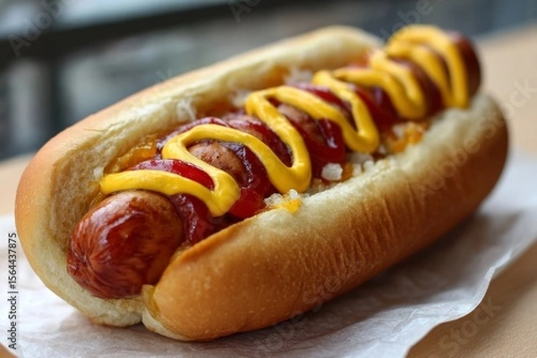 Obraz Classic Hot Dog , processed food , Generative AI