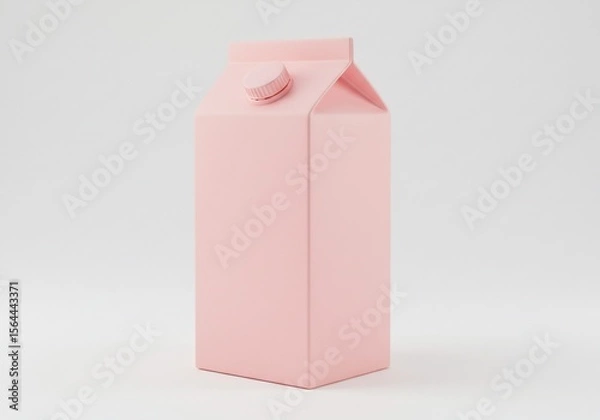 Obraz Minimalist pink milk carton on a white background, studio shot