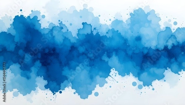 Fototapeta Blue Gradient Watercolor Grunge Texture with Blank Space for Text Design
