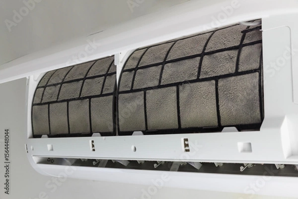Fototapeta preparation for maintenance and cleaning air conditioner filter dusty.