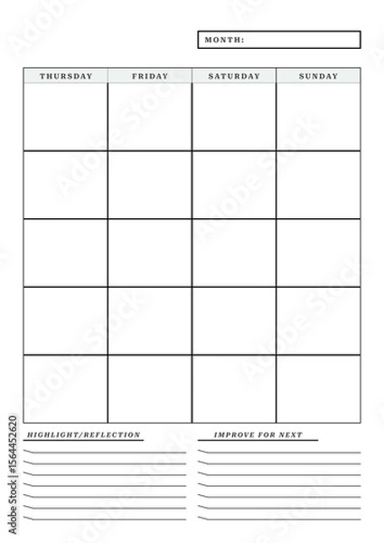 Obraz A4 Size Simple Monthly Planner Template Pages