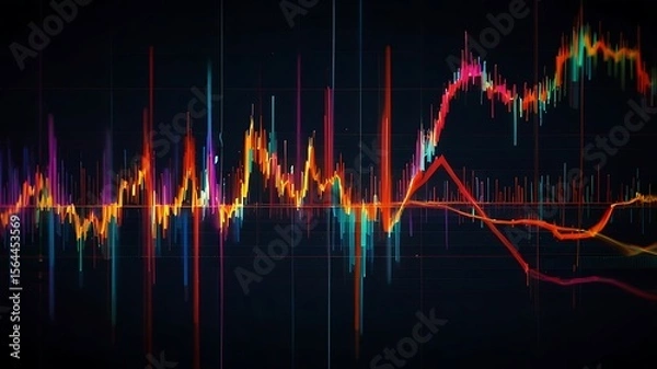 Fototapeta Vibrant financial data visualization abstract analytics