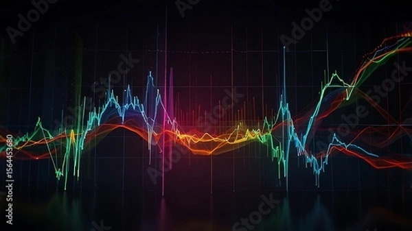 Fototapeta Vibrant fluctuating data streams abstract analytics