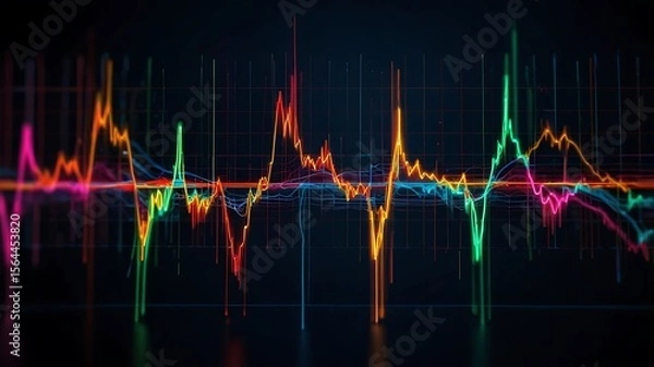 Fototapeta Vibrant neon data streams abstract analytics