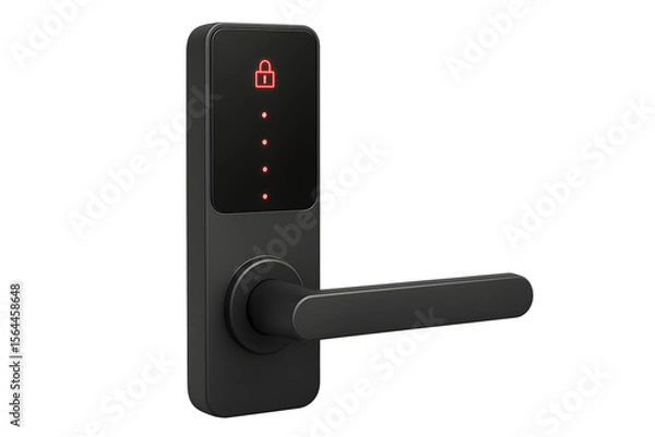 Obraz Black smart door lock isolated on transparent background