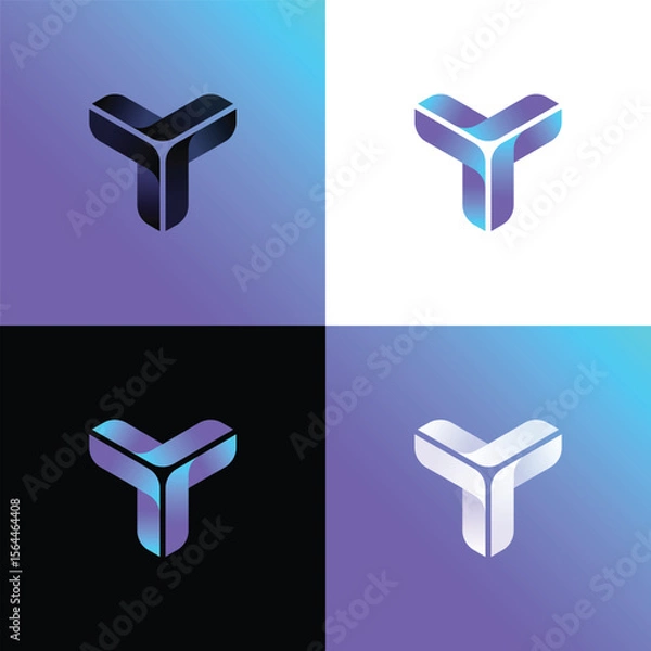 Fototapeta Stylized 3D vector logo icon