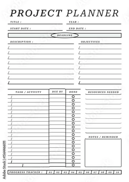 Obraz Project Planner Template Pages