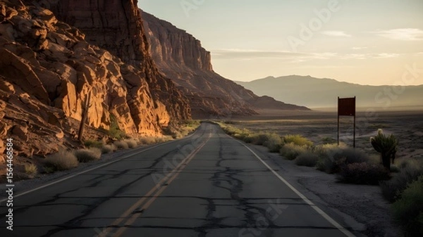 Fototapeta Empty Desert Highway Through Monument Valley at Sunset