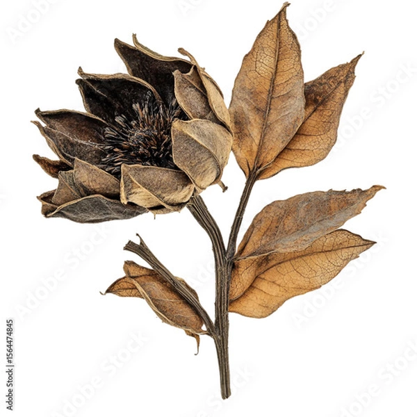 Fototapeta Dried flower with dried leaves - Ready to use Premium Cutout Isolated image [Transparent Background PNG].