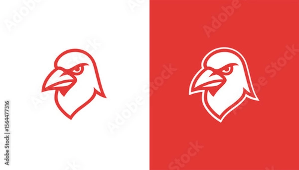 Fototapeta Crow head silhouette logo in minimalist vector style, generative ai
