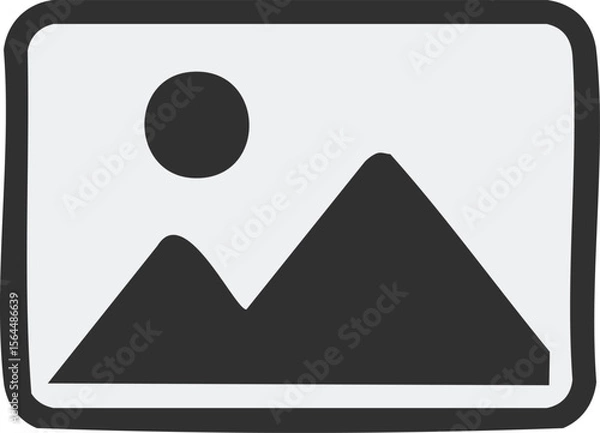 Fototapeta Vector Graphic of Simple Mountain Scene with Bold Shapes and Clean Monochrome Composition