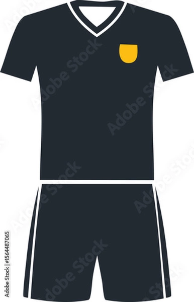 Fototapeta Vector Illustration of Soccer Jersey and Shorts in Navy Blue with Modern Shield Emblem on White Background