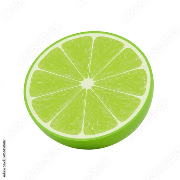 Obraz A vibrant, detailed slice of lime, perfectly round and displaying its segments.