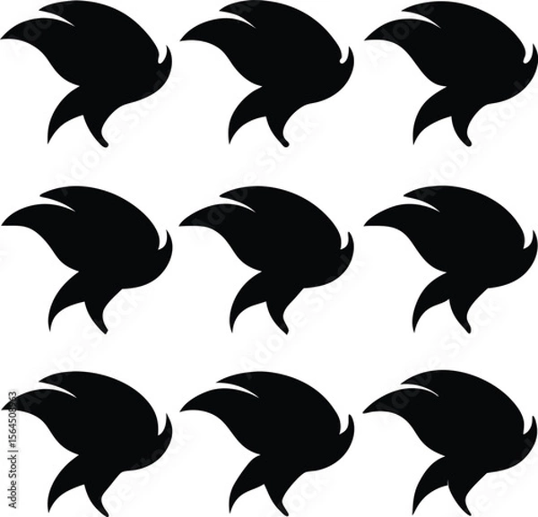 Fototapeta Black Silhouette Abstract Shape Pattern - Graphic Design Element Vector Art Illustration