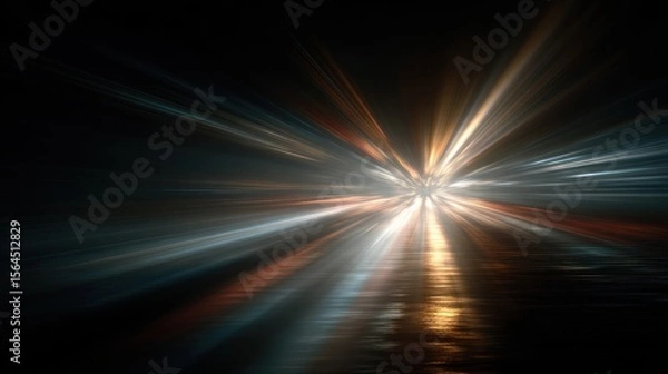 Fototapeta Abstract radial light burst emanating from a central dark vanishing point