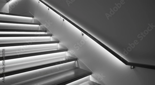 Obraz Minimalist and modern staircase photo with geometric light composition of diagonal lines
