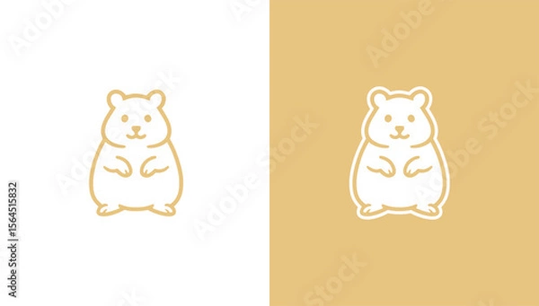 Fototapeta Cute hamster silhouette logo in minimalist vector style, generative ai