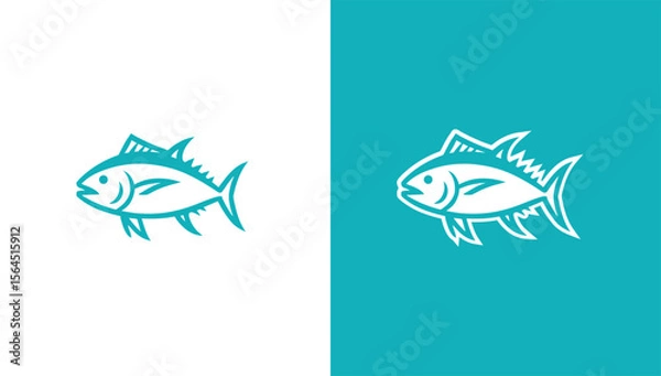 Fototapeta Tuna fish silhouette logo in minimalist vector style, generative ai