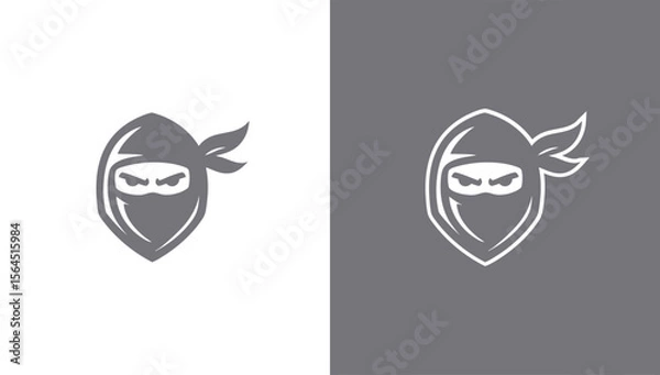 Fototapeta Ninja face silhouette logo in minimalist vector style, generative ai