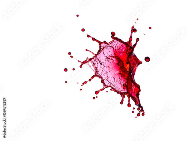 Fototapeta Captivating red liquid splash frozen in time, isolated against a pristine white background, showcasing dynamic movement and vibrant color