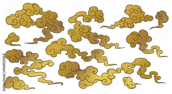 Obraz もくもく和風雲イラスト金