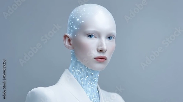 Obraz Futuristic humanoid figure with glowing circuitry design