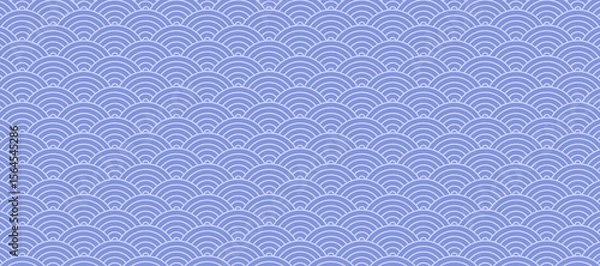 Obraz Japanese wave blue geometric seamless pattern vector illustration. Backgrounds for textile design, packaging and cultural branding