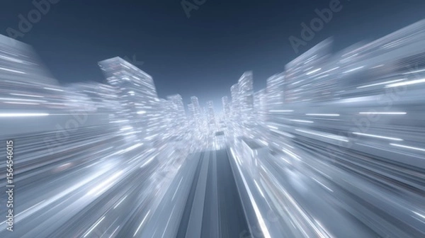 Obraz Abstract futuristic cityscape with motion blur effects