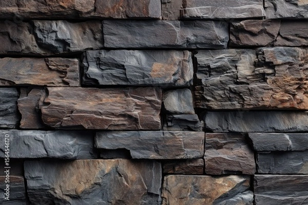 Obraz Dark stacked slate stone wall texture