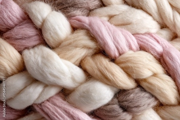 Obraz Close-up of chunky woven wool yarn in pastel tones