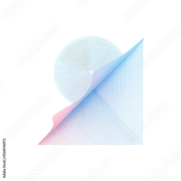 Fototapeta Abstract geometric shape with gradient lines isolated on transparent background
