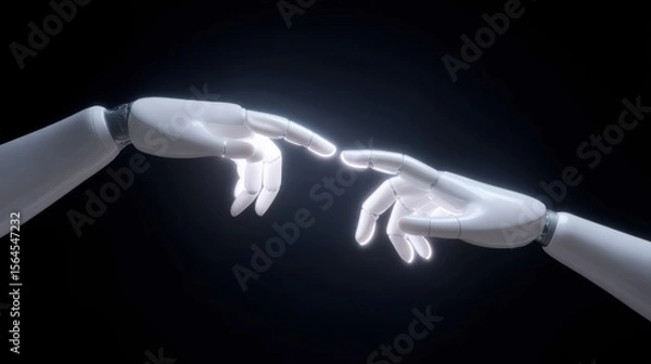 Obraz The Touch of Technology: Robotic Hands Reaching Out