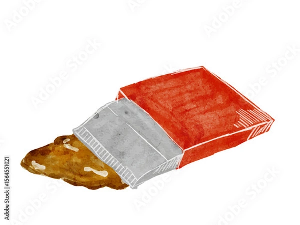 Obraz 水彩で描いたカレールウ粉末の料理食材の水彩ベクターイラスト素材	