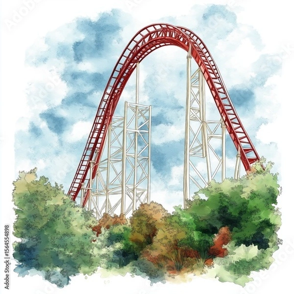 Obraz Cedar Point. Cedar Point hand drawn watercolor illustration