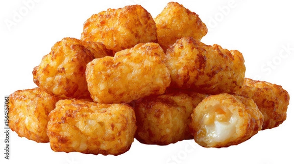 Fototapeta Illustration of pile of tater tots with cheese, isolated on transparent background