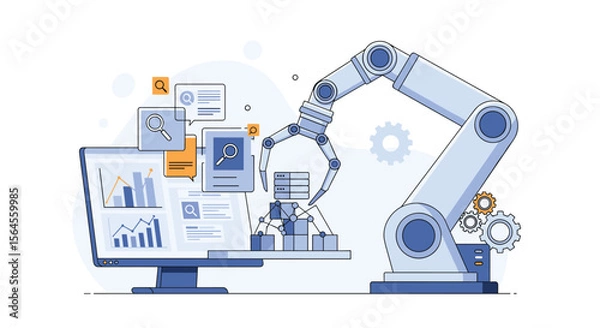 Obraz Automated industrial robotic arm technology for efficient manufacturing processes