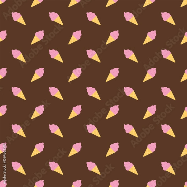 Fototapeta Seamless Pattern of Ice Cream Cone Illustration.