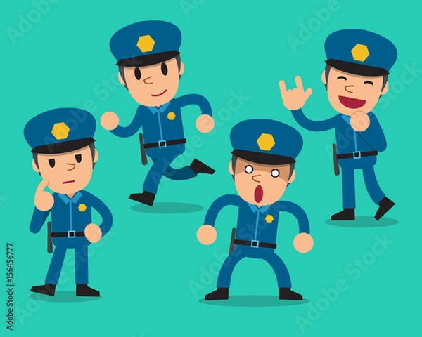 Obraz Cartoon policeman character poses