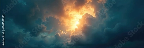 Obraz Light Pierces Storm Clouds Hope, Divine Intervention, and Spiritual Enlightenment