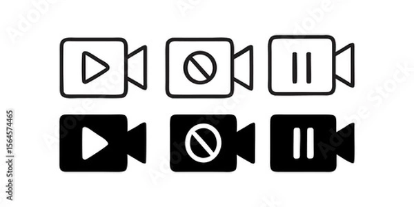 Obraz Video Recording Controls: Play, Stop, and Pause Icons for User Interface Design and Software Applications Accessibility