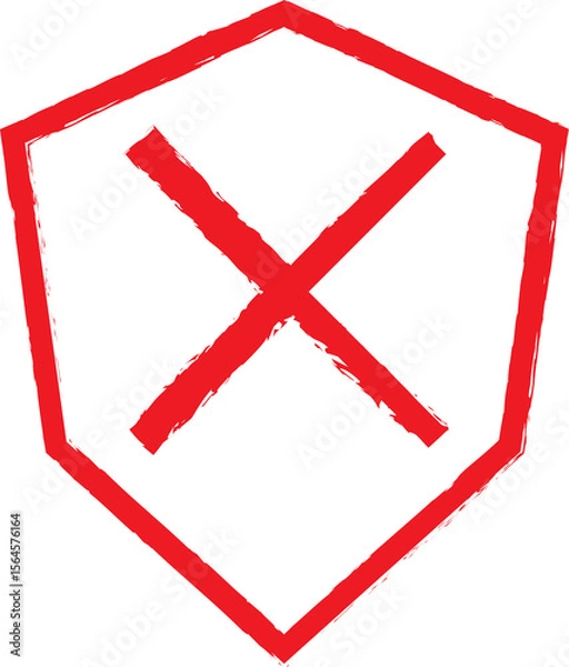 Fototapeta Red Shield with Cross Symbol