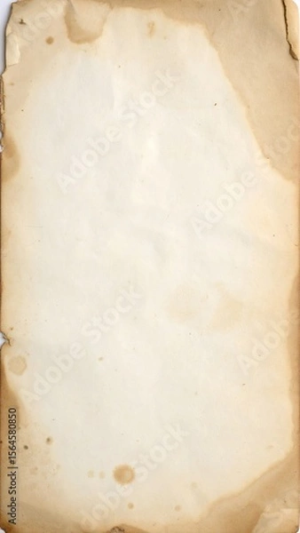 Obraz Aged and Stained Brown Paper Sheet with Textured Edges on White Background