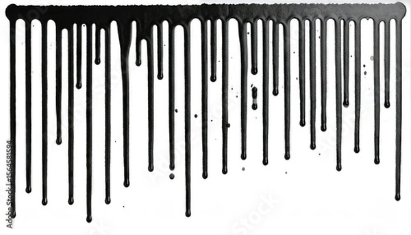 Obraz Black Paint Dripping Down Over White Background Creating Abstract Grunge Texture
