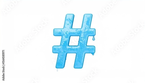 Obraz Blue Textured Hashtag Symbol Isolated On White Background