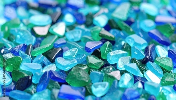 Obraz Close Up Macro Shot Of Various Shades Of Colored Glass Fragments Displaying Texture And Light Reflection