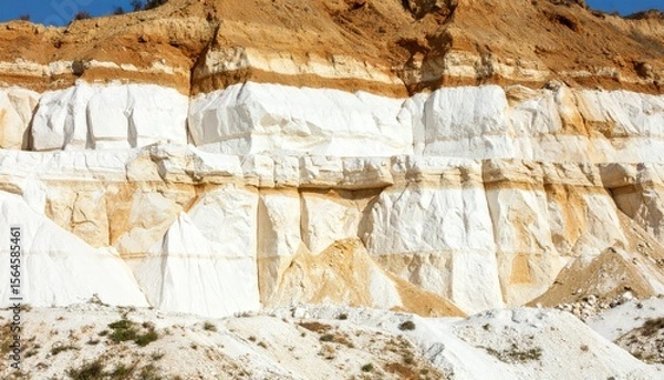 Obraz Detailed View Of Layered Earth Formation In Shades Of White And Brown With Natural Textures